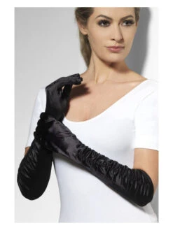 Temptress Women's Black Long Silky Gloves