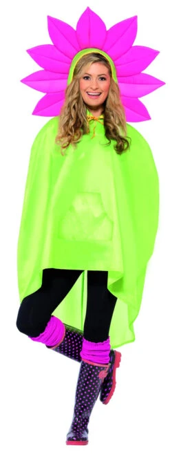 Flower Party Poncho Adult Neon