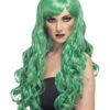Desire Women's Long Wavy Green Wig With Fringe