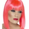 Glam Neon Pink Women's Wig Short Bob Fringe