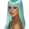 Glamourama Neon Neon Aqua Wig Long, Straight With Fringe