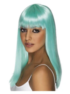 Glamourama Neon Neon Aqua Wig Long, Straight With Fringe
