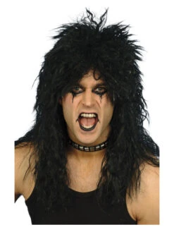80s Hard Rocker Men's Black Wig