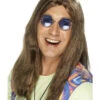 60s Neil Hippy Men's Long Brown Wig