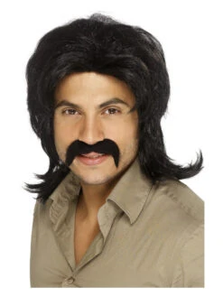 70s Retro Men's Wig, Black
