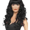 Siren Women's Black Wig Long & Curly Fringe