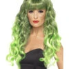 Siren Women's Green Wig Long & Curly With Fringe