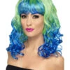 Divatastic Wig Blue & Green Two Toned Wavy Long Bob Fringe