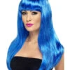 Babelicious Women's Long Neon Blue Wig With Fringe