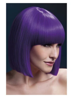 Fever Lola Women's Purple Wig Blunt Cut Bob With Fringe