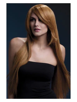 Amber Women's Auburn Wig Long Straight With Feathered Fringe
