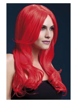 Khloe Fever Neon Red Women's Wig Long Wave
