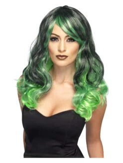 Ombre Black And Green Witch Women's Wig