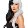 Black And White Women's Long Wig With Fringe