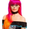 Day Of The Dead Pink Women's Wig With Flowers