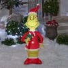 4' Airblown Grinch Red White Inflatable With Candy Cane Yard, Lawn Decoration