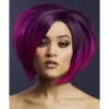 Fever Savanna Women's Purple Wig Asymmetric Bob Side Parting