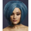 Fever Savanna Women's Petrol Blue Wig Asymmetric Bob Side Parting