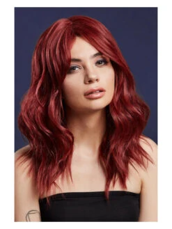 Ashley Fever Women's Ruby Red Wig Two Toned Wavy Long Layered