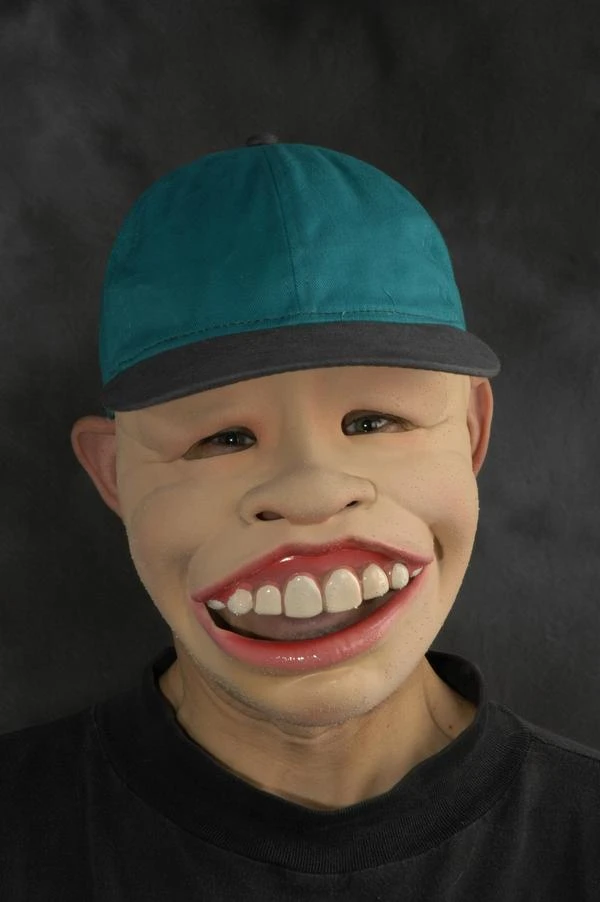 Large Toothy Smile Latex Face Mask With Attached Hat 2 Large Toothy Smile Latex Face Mask With Attached Hat - Image 2