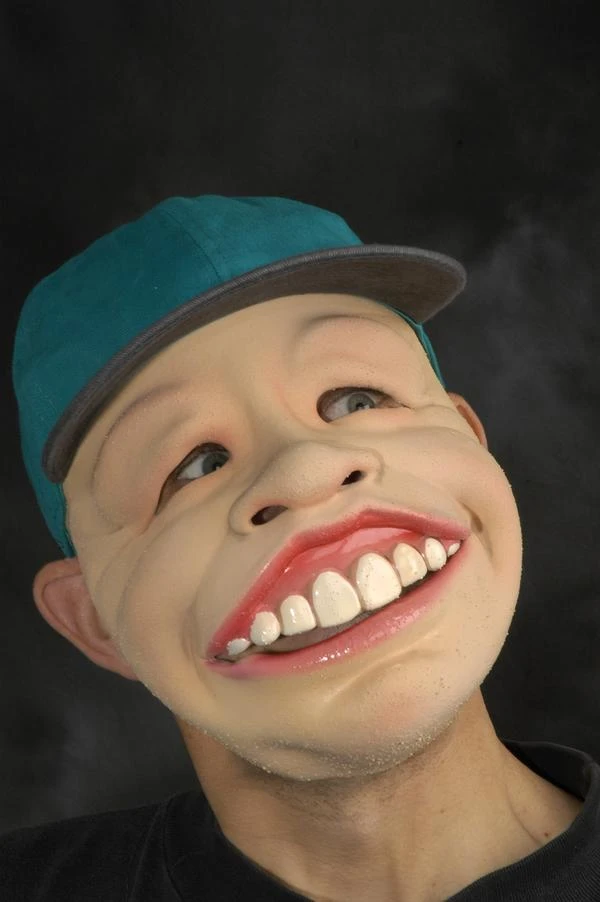 Large Toothy Smile Latex Face Mask With Attached Hat 3 Large Toothy Smile Latex Face Mask With Attached Hat - Image 3