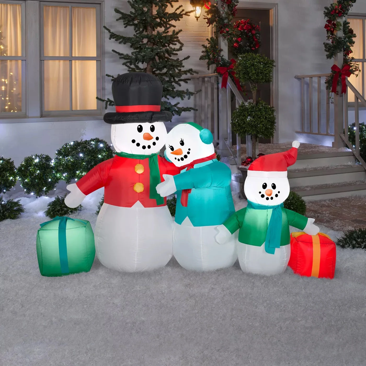Snowman Family 5ft Airblown Christmas Yard Decoration 1 Snowman Family 5ft Airblown Christmas Yard Decoration