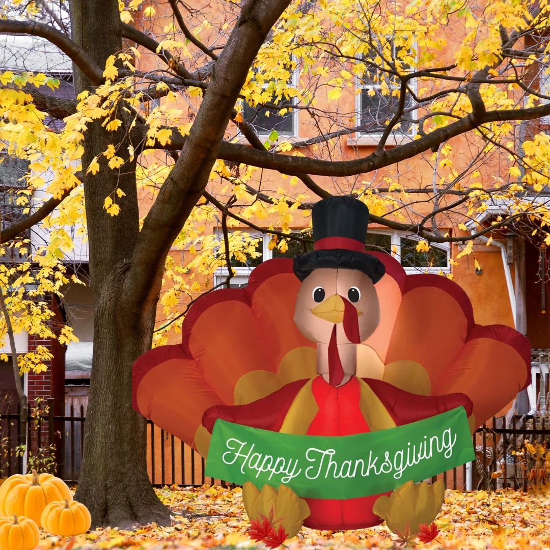 Inflatable Happy Thanksgiving Pilgrim Turkey With Banner 4.5ft Airblown Yard Decor 1 Inflatable Happy Thanksgiving Pilgrim Turkey With Banner 4.5ft Airblown Yard Decor