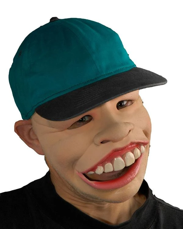 Large Toothy Smile Latex Face Mask With Attached Hat 1 Large Toothy Smile Latex Face Mask With Attached Hat
