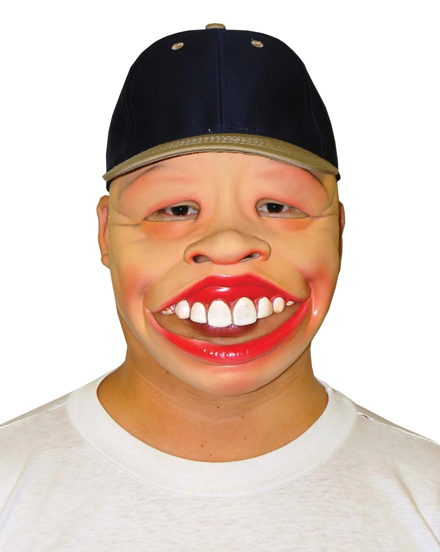 Large Toothy Smile Latex Face Mask With Attached Hat 4 Large Toothy Smile Latex Face Mask With Attached Hat - Image 4