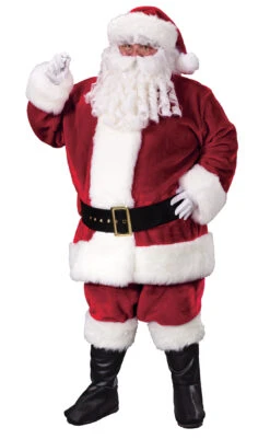 Fun World Santa Suit Premium Plush Crimson Adult Costume, 40-48