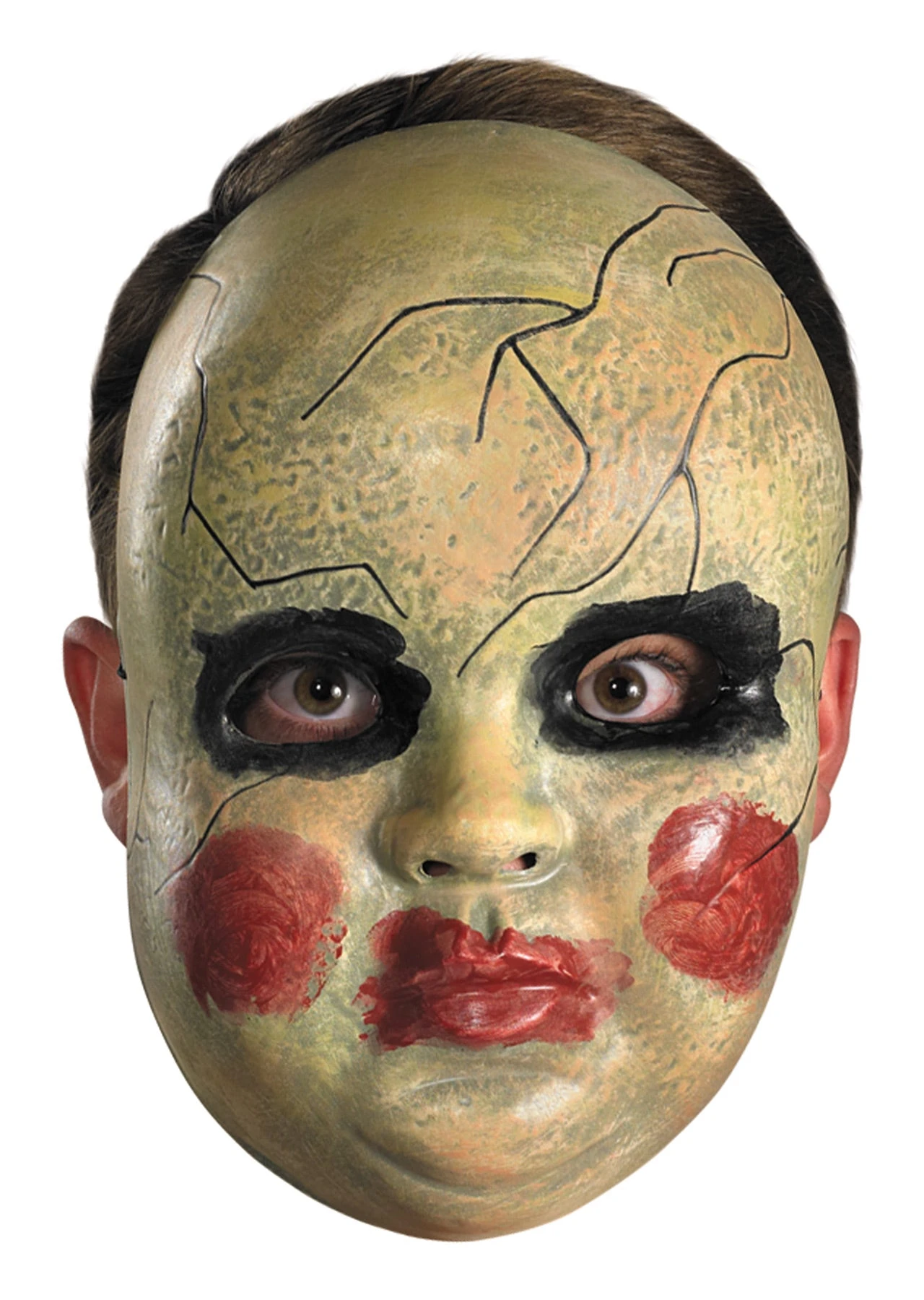 DisguiseCracked Creepy Doll Face Mask With Smeared Makeup Effect Adult 1 DisguiseCracked Creepy Doll Face Mask With Smeared Makeup Effect Adult