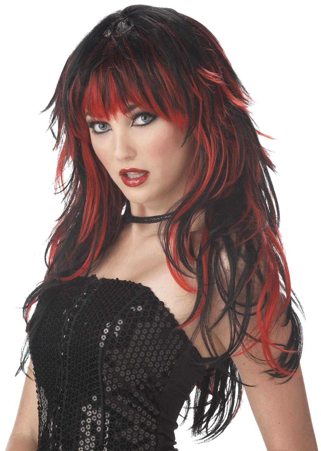 Tempting Tresses Red Black Wig 1 Tempting Tresses Red Black Wig