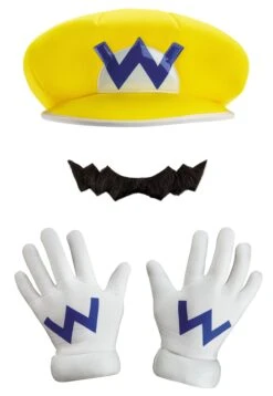 Disguise Super Mario Wario Accessory Kit Adult Mustache, Gloves & Hat