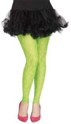 Fun World 80s Lace Footless Neon Green Tights