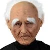 Creepy Old Man Mask With White Hair