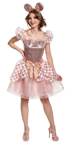 Disguise Minnie Mouse Women's Rose Gold Minnie Deluxe Costume Dress & Ears