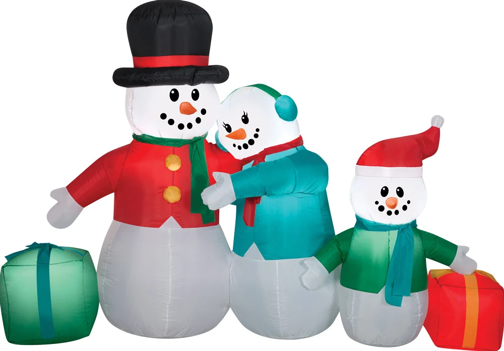 Snowman Family 5ft Airblown Christmas Yard Decoration 2 Snowman Family 5ft Airblown Christmas Yard Decoration - Image 2