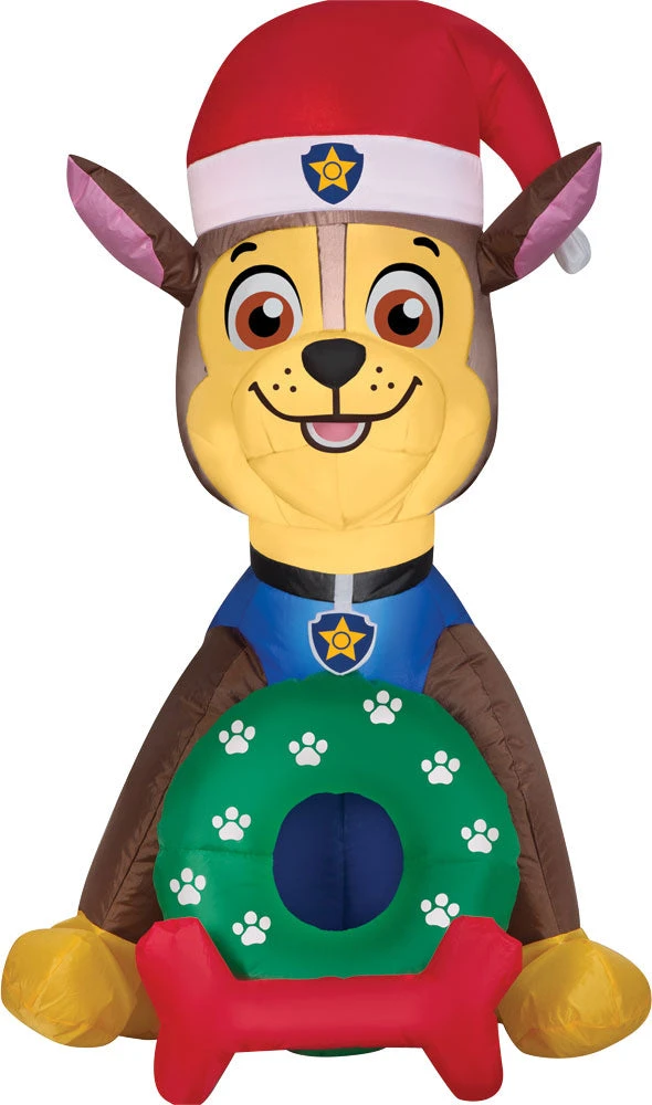 PAW Patrol - Chase With Santa Hat 3.5ft Airblown Christmas Yard Decoration 2 PAW Patrol - Chase With Santa Hat 3.5ft Airblown Christmas Yard Decoration - Image 2