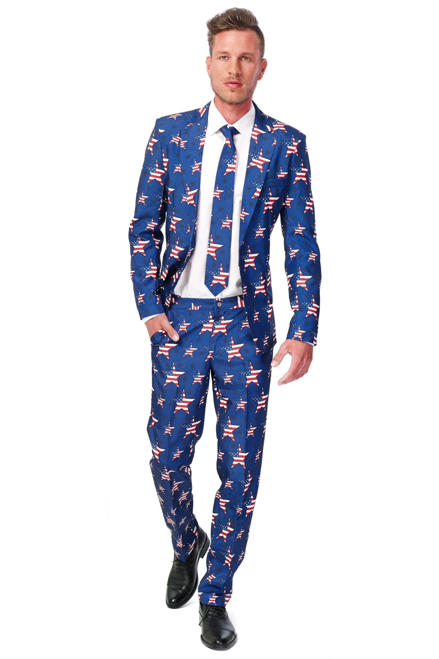 USA Stars And Stripes Patterned Independence Day Suit 1 USA Stars And Stripes Patterned Independence Day Suit