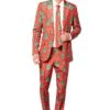 Christmas Trees Red & Green Patterned Men's Suit