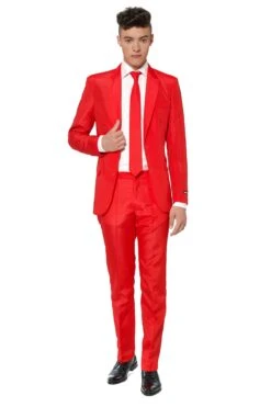 Solid Bright Red Men's Suit