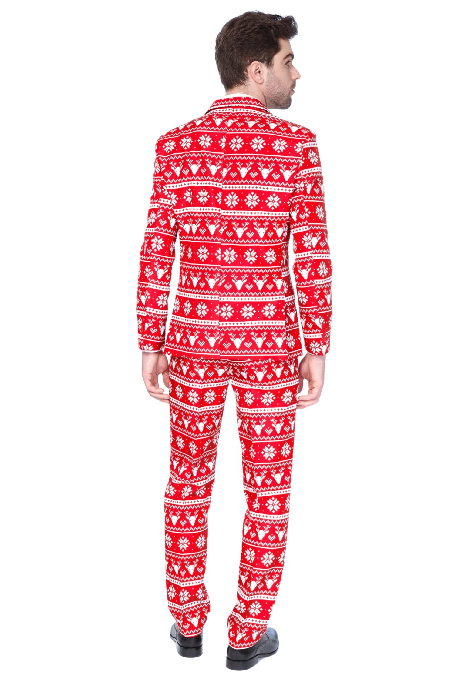 Christmas Red Nordic Patterned Men's Suit 2 Christmas Red Nordic Patterned Men's Suit - Image 2