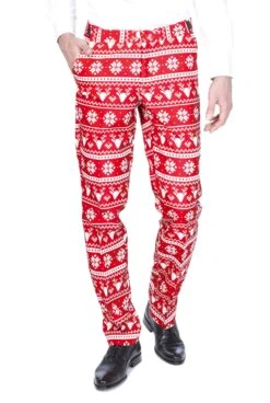 Christmas Red Nordic Patterned Men's Suit 5 Christmas Red Nordic Patterned Men's Suit -Family Halloween Store Sales Store OBAS 0030 ChristmasRedNordic studio c