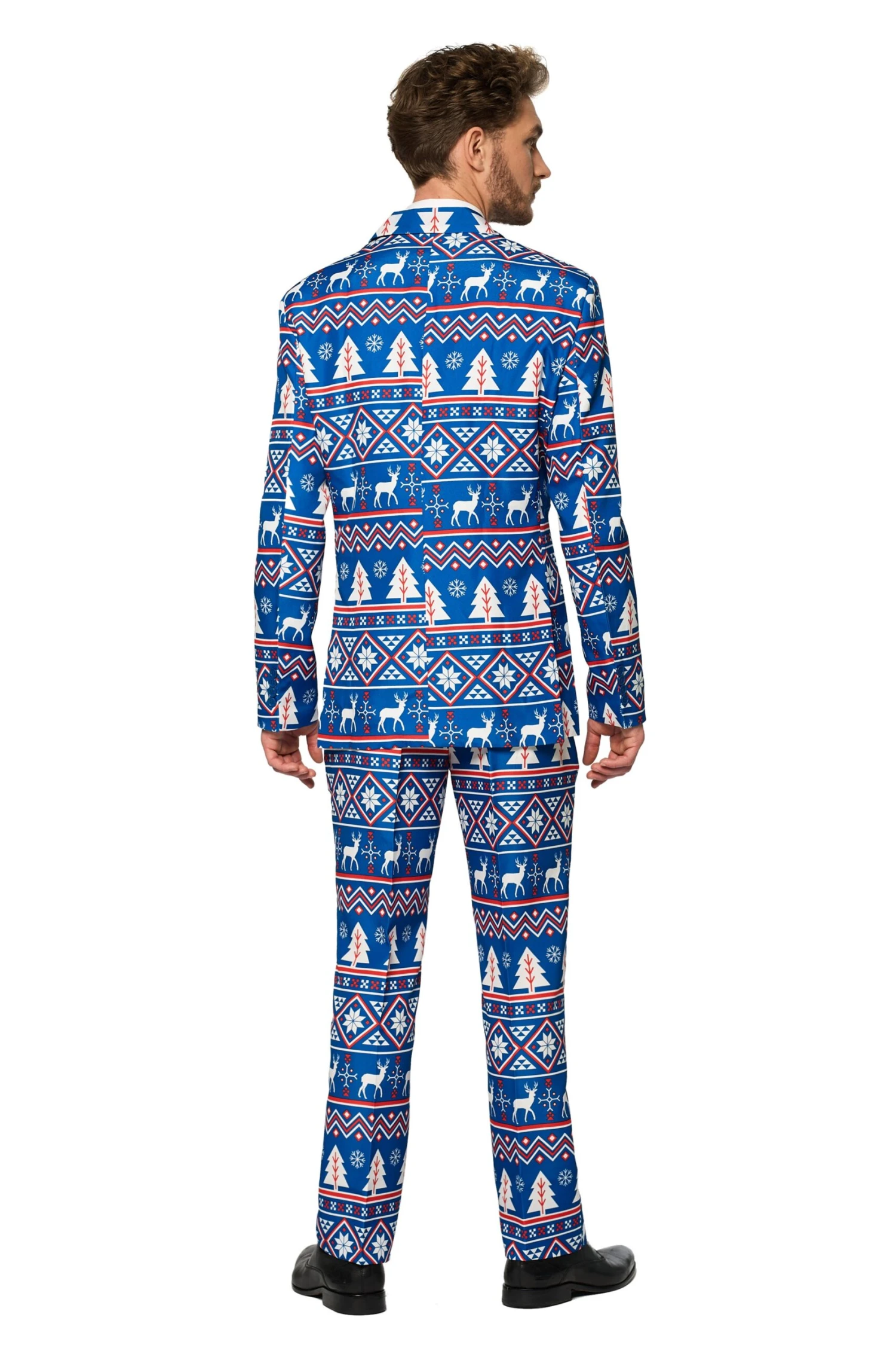 Christmas Blue Nordic Patterned Men's Suit 2 Christmas Blue Nordic Patterned Men's Suit - Image 2