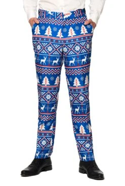 Christmas Blue Nordic Patterned Men's Suit 5 Christmas Blue Nordic Patterned Men's Suit -Family Halloween Store Sales Store OBAS 0066 ChristmasBlueNordic studio c