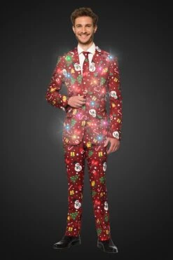 Christmas Decorations Red - Light Up Patterned Men's Suit -Family Halloween Store Sales Store OBAS 0068 ChristmasRedIconsLU studio e light up