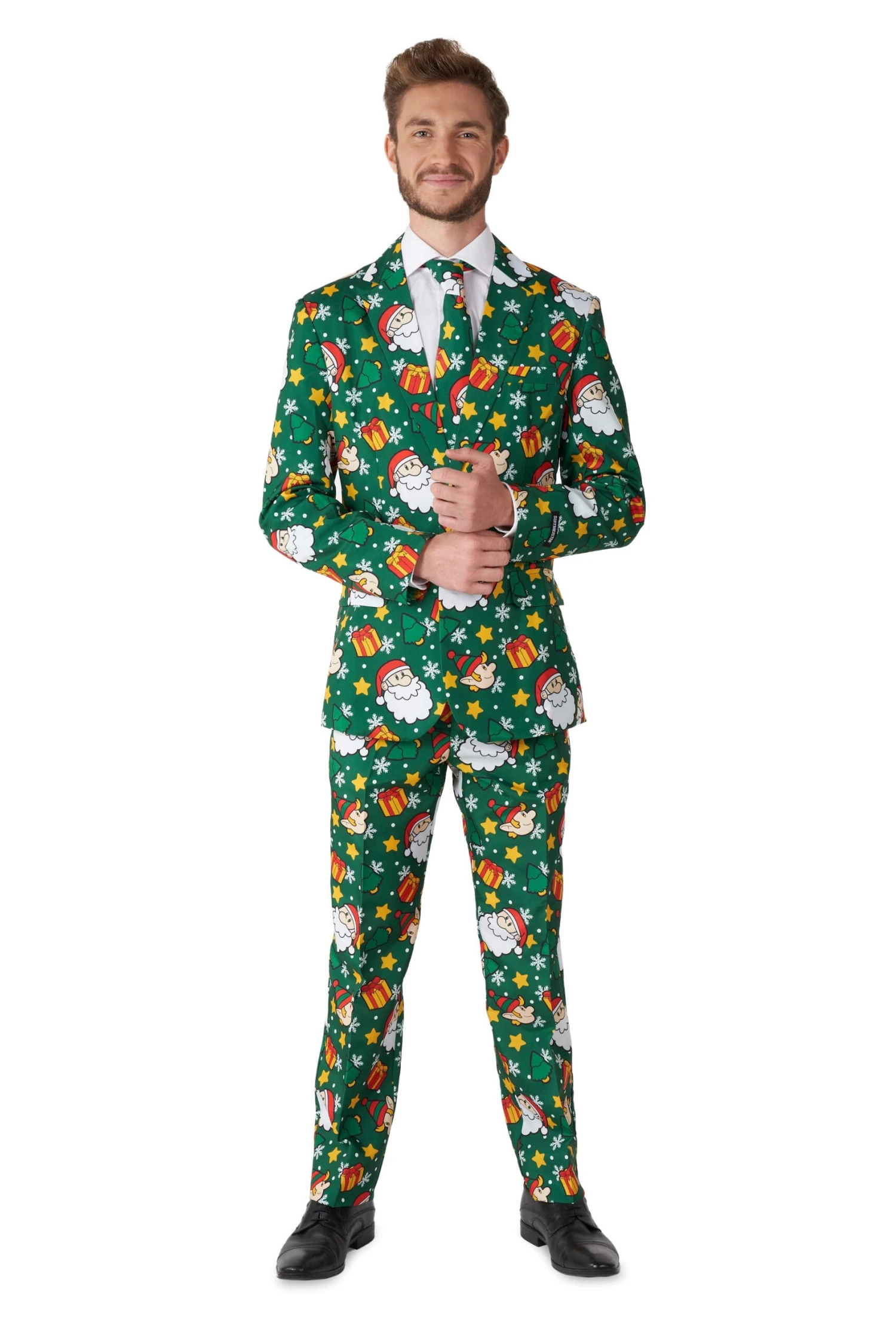 Santa Elves Green Patterned Men's Suit 1 Santa Elves Green Patterned Men's Suit