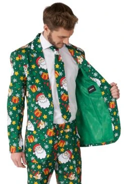 Santa Elves Green Patterned Men's Suit 7 Santa Elves Green Patterned Men's Suit -Family Halloween Store Sales Store OBAS 1004 Santa Elves Green 04