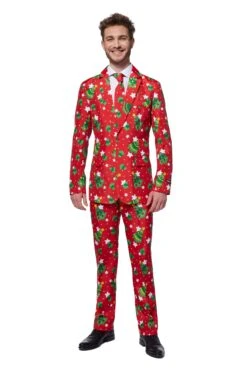 Christmas Trees & Stars Patterned Men's Suit