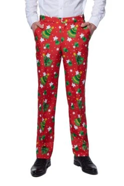 Christmas Trees & Stars Patterned Men's Suit -Family Halloween Store Sales Store OBAS 1005 X MasTreesRed 03